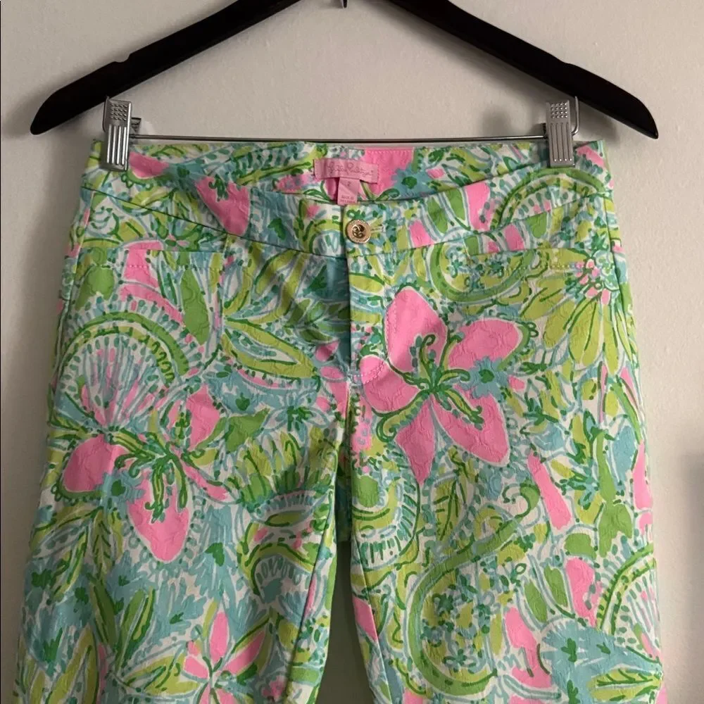 Lilly Pulitzer Bundled of 2 Pink and Green Floral Pants EUC